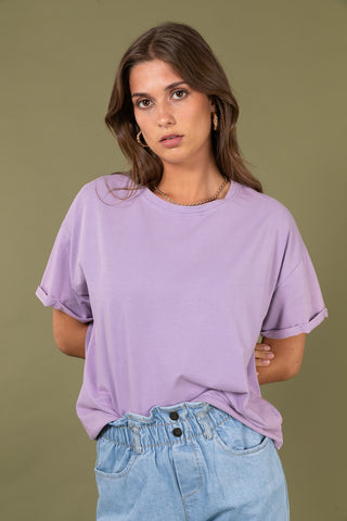 T-shirt uni en coton délavé