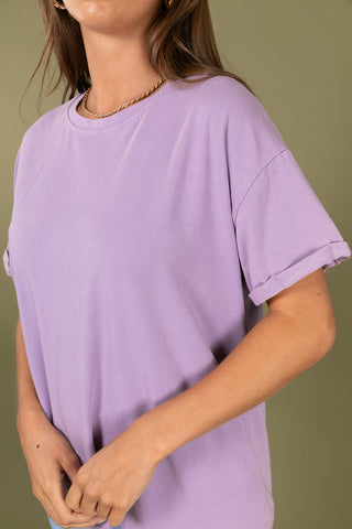 T-shirt uni en coton délavé