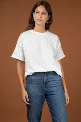 T-shirt uni en coton délavé