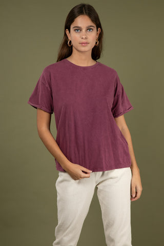 T-shirt uni en coton délavé