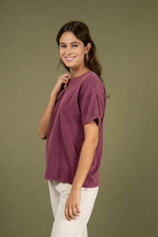 T-shirt uni en coton délavé