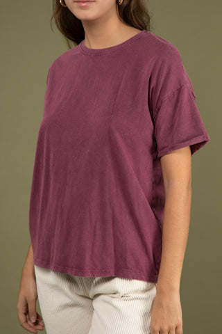 T-shirt uni en coton délavé