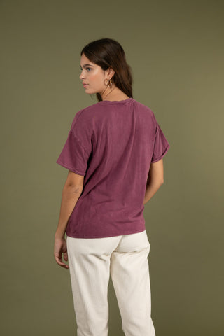 T-shirt uni en coton délavé