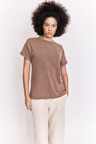 T-shirt uni en coton délavé