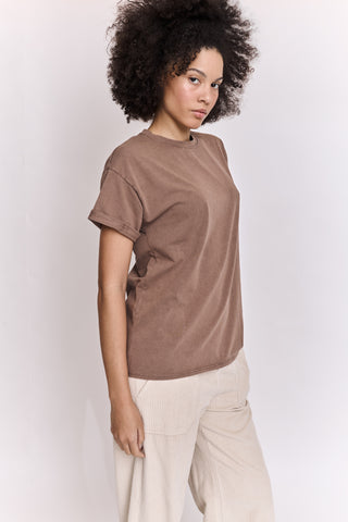 T-shirt uni en coton délavé