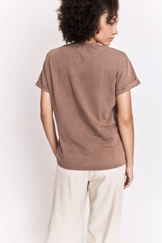 T-shirt uni en coton délavé