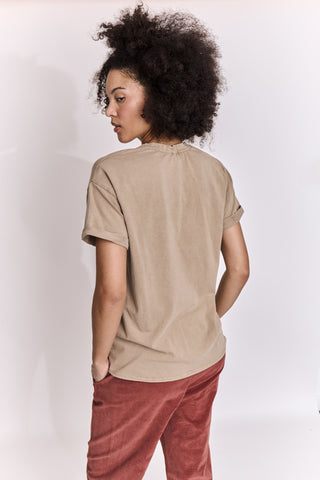 T-shirt uni en coton délavé